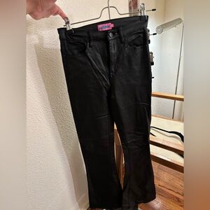 Edikted Wax Feel Black Bootcut Jeans